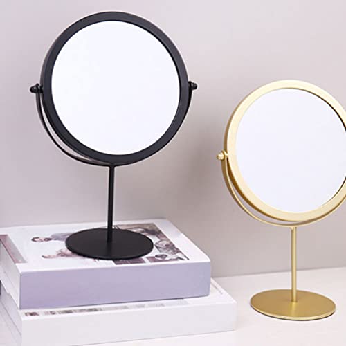 Solustre decoração de casa maquiagem espelho de mesa de maquiagem espelho de maquiagem de metal espelho de dupla face com traje de 360 ​​graus para mulheres banheiro quarto camaro