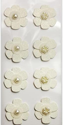 8 adesivos 3D - Flores brancas - casamento