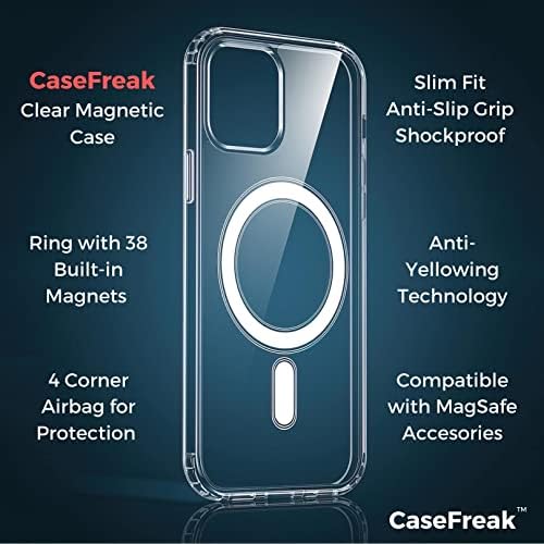 Case de CaseFreak Clear para iPhone 11 com anel magnético, estojo de silicone transparente, compatível com acessórios seguros para mag, estojo de proteção anti-amarelo para o iPhone 11