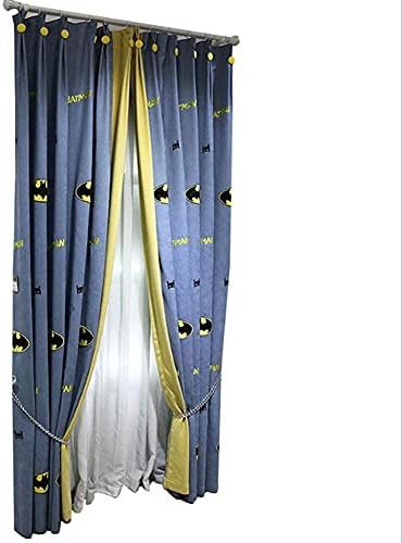 Cortinas FQrongsp Blackout Drapes com janela de blecaute para o quarto infantil, mestre na cama infantil americana, 2 peças, batman, conexão/conexão/300x270cm