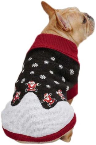 Coleção East Side Sweater Acrylic Santa Dog Sweater, X-Small, Black