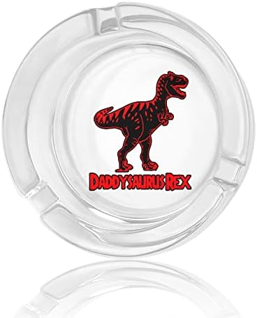 Daddysaurus rex vidro cinzeiro para cigarros redondo bandeja de cinzas portátil portátil cush para externo interior