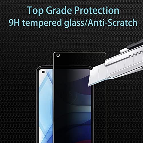 [4 Pack] Protetor de tela de privacidade de 2 pacote para Motorola Moto G Power 2021 com protetor de lente de câmera de 2 pacote, protetor de tela de vidro temperado de dureza 9H, anti -espião anti -espião