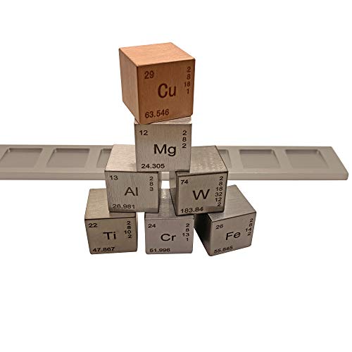 Conjunto de cubos do elemento 1 ”7 PCs - Titanium Tungsten Aluminium Copper Iron Chromium Magnesium - com tela