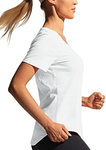 Camisas de treino de hiverlay para mulheres de manga curta Tops de pescoço atlético camisetas de ginástica seca rápida