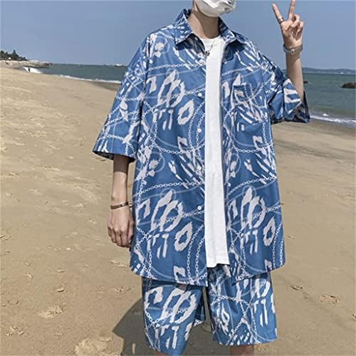 WJCCY SUMPLAR Sports Lazer Suje Men Foll Follow Size Grande praia Conjunto de camisa de manga curta
