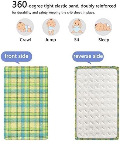 Folhas de mini berço com tema xadrez, lençóis portáteis de mini berço de berço lençóis de colchão de cabeceira para meninas ou meninos, 24 x38, multicolor