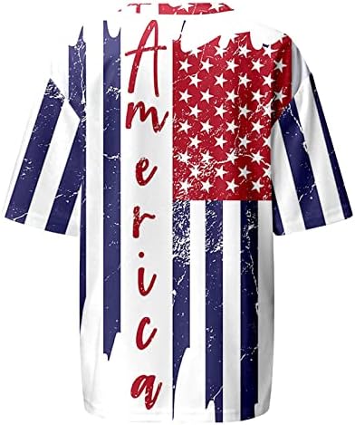 Meninas adolescentes de manga curta Bloups Independence Day Flag Graphic Tops T Shirts Crewneck Casual Fall Bloups HF