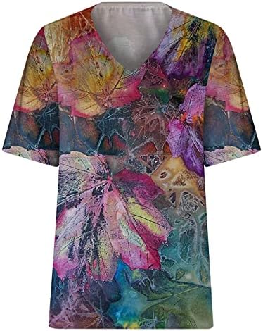 Mulher Vintage Floral Imprimir camisa de manga curta V Tops de pescoço para mulheres camisa casual Summer Boho Tunic Tops