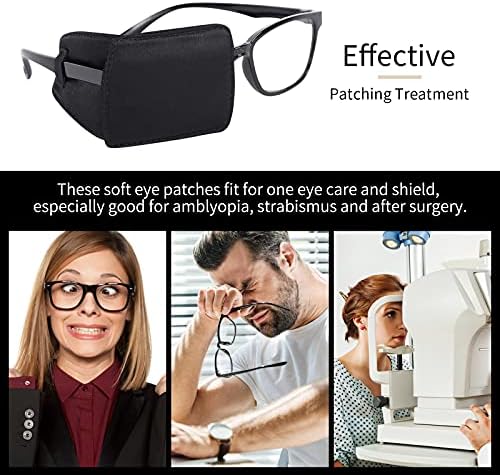 Ezakka Eye Patches para adultos, remendo para os olhos para óculos de seda para um estrabismo preguiçoso para ambliopia e