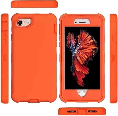 Caso para iPhone SE Orange 2020, caixa de proteção de proteção pesada 3 em 1 zagueiro de corpo inteiro Tampa da casca