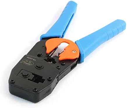 X-dree azul com revestimento de plástico rj45 rj12 8p8c 6p6c conector de rede de 8 polegadas de 8 polegadas de alicates crimper (pinza