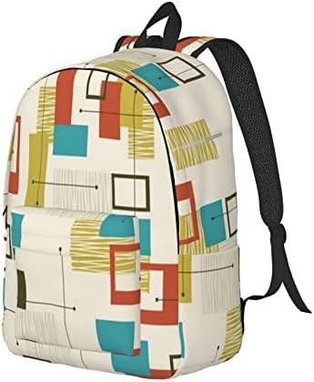 Aseelo Mid Century Modern impresso Casual Casual Backpack Saco de laptop, bolsa de lazer da escola masculina e feminina
