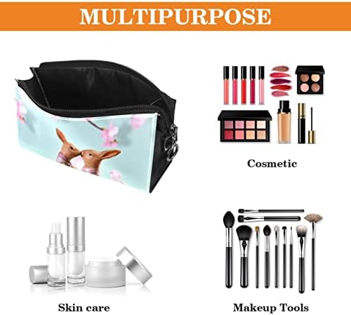 Tbouobt Gifts for Men Mulheres Bolsas de maquiagem Pombas de higiene pessoal pequenos sacos de cosméticos, ovo de coelho rosa da Páscoa