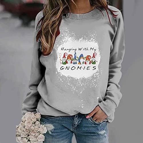 Mulheres camisas de manga comprida Pullover de Natal Funny Graphic Blouse Lightweight Manga longa Camisa de cor sólida