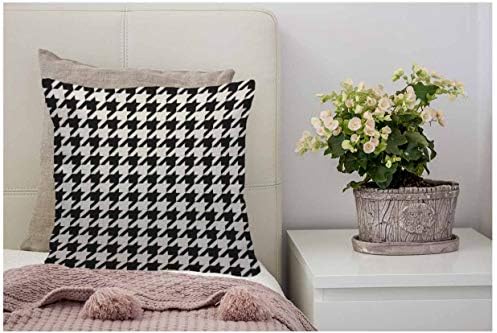 Wondertify Trop Capa Caso de travesseiro preto e branco Houndstooth - Caçola de linho macio para quarto decorativo/sala