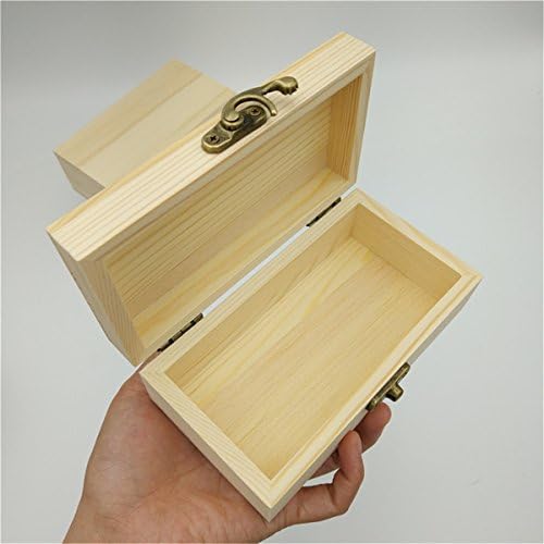 Caixa de armazenamento de madeira caixa de embalagem de madeira natural com tampa e bloqueio de joalheria artesanal estojo