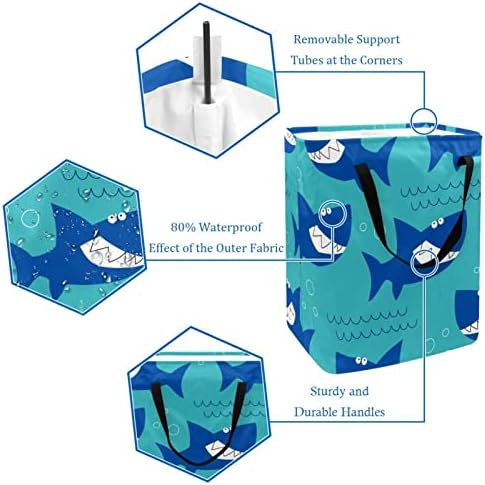 Ocean Sea Shark Patern Print Print Collapsible Laundry Horse, 60l de lavanderia à prova d'água de roupas de lavar roupas