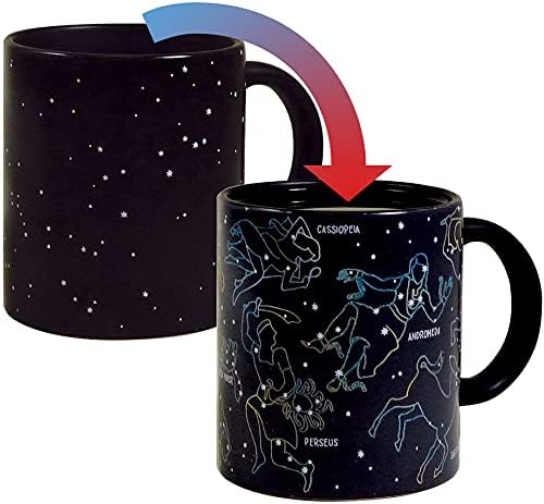 A caneca de constelação de constelação de calor dos filósofos desempregados - Adicionar café ou chá e 11 constelações aparecem - vem em uma divertida caixa de presente