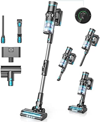 Oroimo a pó sem fio sem fio, pó de vácuo de 27kpa, motor sem escova de 380w com escova motorizada para pêlos de estimação, vácuo sem fio leve com sucção poderosa para carpete, piso duro, sofá, escada