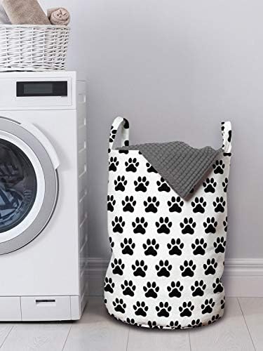 Bolsa de lavanderia com estampa de pata de pata, padrão contínuo simétrico das marcas de animais conceituais de amantes