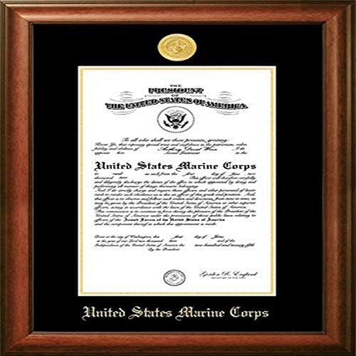 Imagens do campus Macsw002 Marine Certificate Frame com medalhão de ouro, 10 x 14, nogueira