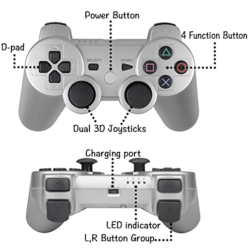 One250 Controlador sem fio, Dual Vibração Bluetooth Joystick Sixaxis gamepad compatível com PlayStation 3 ps3