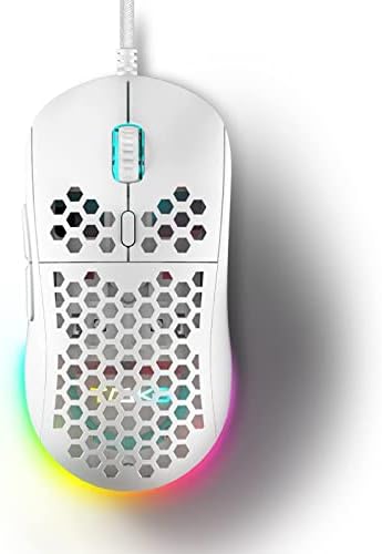 Dierya Wired Gaming Mouse, sensor óptico de 12800dpi, 6 botões programáveis, mouse de favo de mel RGB personalizável, paracord