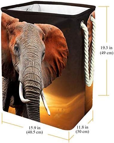 Elefante África Randa Torde de Pano embutido com suportes destacáveis ​​cesta de lavanderia com alças