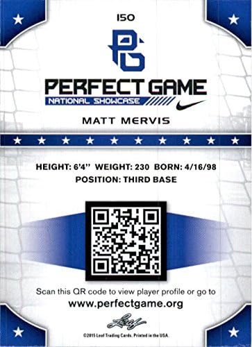 Matt Mervis 2015 Leaf Game Perfect Nike All-American Showcase Blue Rookie /25