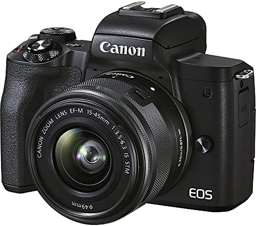 Canon EOS M50 Mark II Câmera digital sem espelho com lente STM de 15-45 mm + pacote de acessórios Zeetech, 2 paco