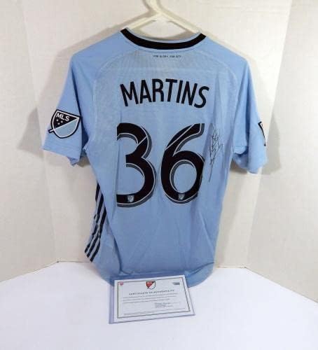 2019 Sporting Kansas City Luis Martins #36 Game usado Jersey Blue Signado S 8364 - Jerseys de futebol autografadas