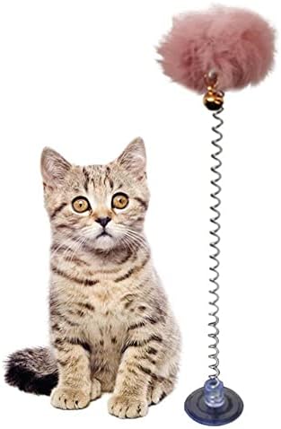 Oallk 1pc Teaser de gato brinquedo interativo gato gato wand bola de brinquedo de gatinho com suprimentos de animais de estimação de sucker bell acessórios para animais de estimação para gato