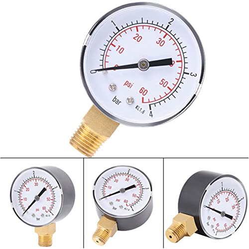 Medidor de pressão, Metal Double Double Stable 0-60psi / 0-4bar Manometer, para água do ar