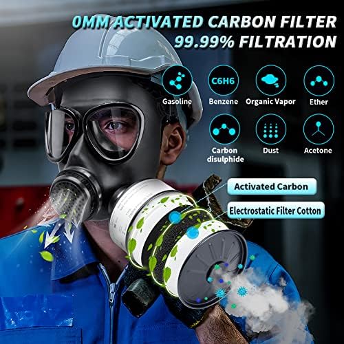 Lzllhx Gas Máscara Sobrevivência de sobrevivência e química, máscara de gás Máscara de gás tático grau militar - filtro de carbono