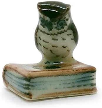 Changthai Design minúsculo ¾ polegada de altura coruja em estatueta - Miniatura de corujas cerâmicas pintadas de corujas