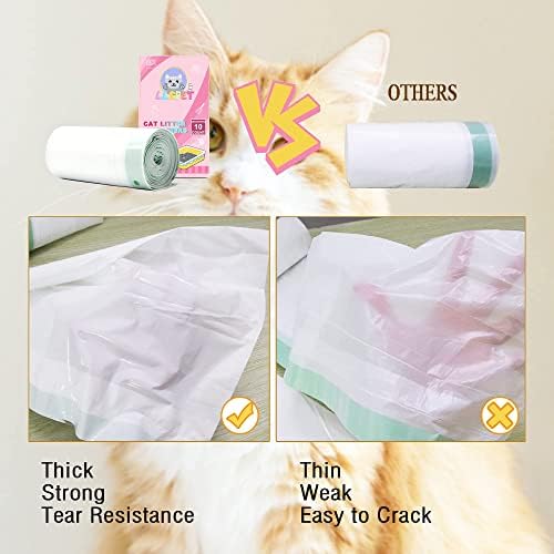 Sacos de areia de gato LLSPET Valu -Pack de 10 contagens, espessura de revestimento de areia durável para gatos, sacos de gato