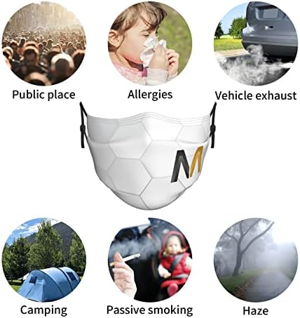 Zaltas letra m logotipo máscara de pano reutilizável para adultos protege sua boca e rosto do pó, frio, sujeira, pólen, alergias