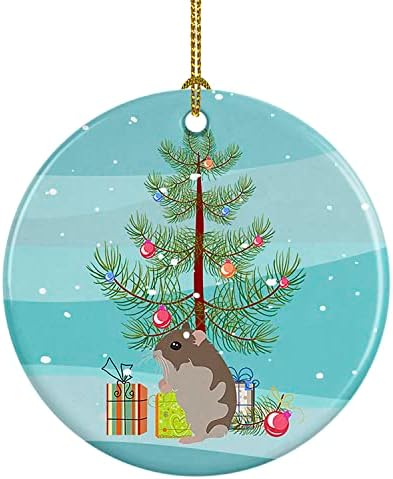 Tesouros de Caroline CK4451CO1 Dwarf Hamster Feliz Natal Cerâmica Ornamento, Decorações de árvores de Natal para casa,