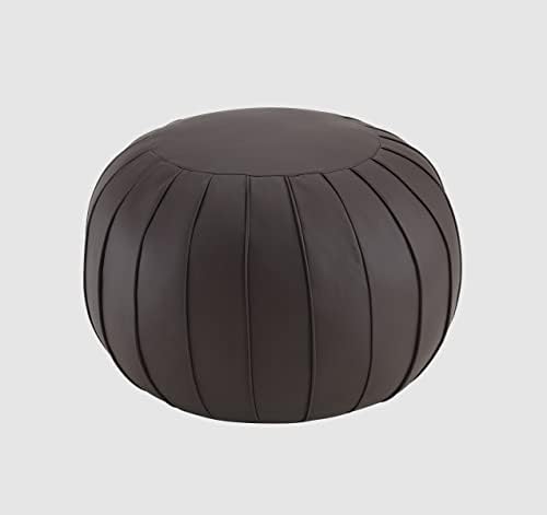 C Comfortland Pouf nãoffed, capa de Poufs de couro falso, otomanos grandes e redondos, otomano de saco de feijão de piso, Pouffe de