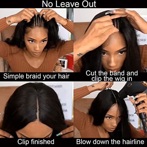 V Parte perucas cabelos humanos retos perucas de cabelo humano brasileiro para mulheres negras Upgrade u parte perucas sem deixar de