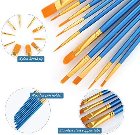 Conjunto de pincel acrílico, 1 pacote / 10 pcs pincéis de aquarela pintando pincel de cabelo de nylon pincéis para