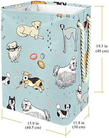 Indomer Diferentes doodle cães Padrão 300d Oxford PVC Roupas impermeáveis ​​cestas de lavanderia grande para cobertores