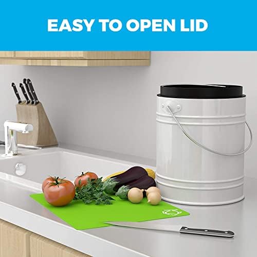 Cooler Kitchen 3 litros Bin Banchetop Bin Bin - Lixeira de compostagem de cozinha com tampa de trava EZ -no, filtros de