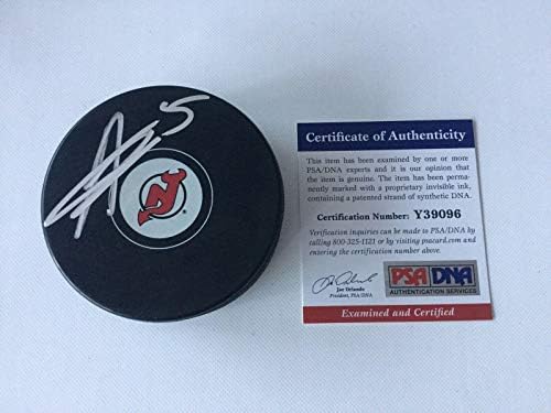 Adam Larsson assinou autografado NJ New Jersey Devils Hockey Puck PSA DNA CoA A - Pucks de NHL autografados