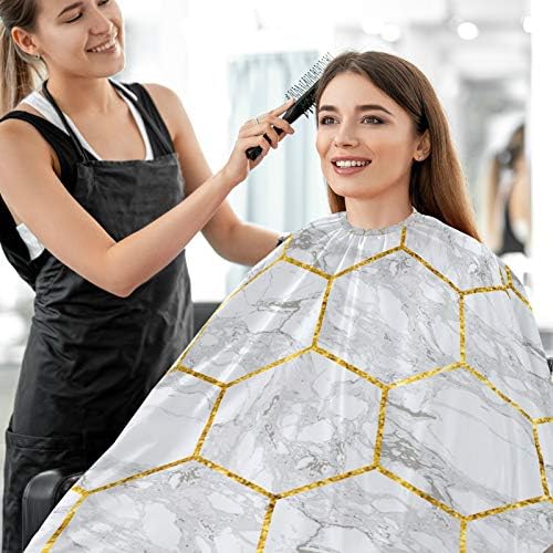 VISESUNNY barbeiro capa de mármore telhas com rejunte de ouro Cabelo de póstere de salão de salão de salão Avental anti-estático