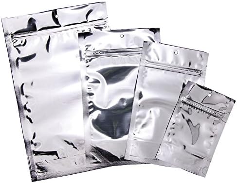 PackFreshusa: Sacos de bolsa de stand metalizados prateados - embalagens profissionais flexíveis - selvagens - com vedação - seleção de calor - Hang Hole - Notch de lágrima - Extra grande 6 x 9,5 x 3,5 pol. - 500 pacote