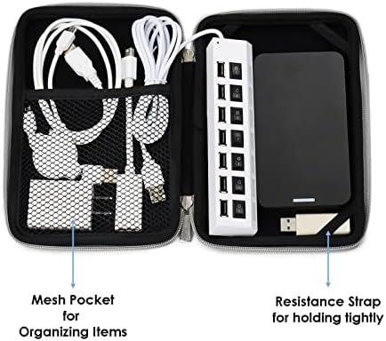 EbigValue Hard Shell Protetive Organizer Bag Travel Case para cabos, carregadores, gadgets, Power Bank, Thumb Drives