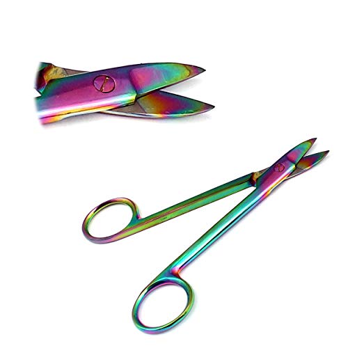 ODONTOMED2011 Multi Titanium Color Rainbow Crown Scissors 4,5 Aço inoxidável reto ODM