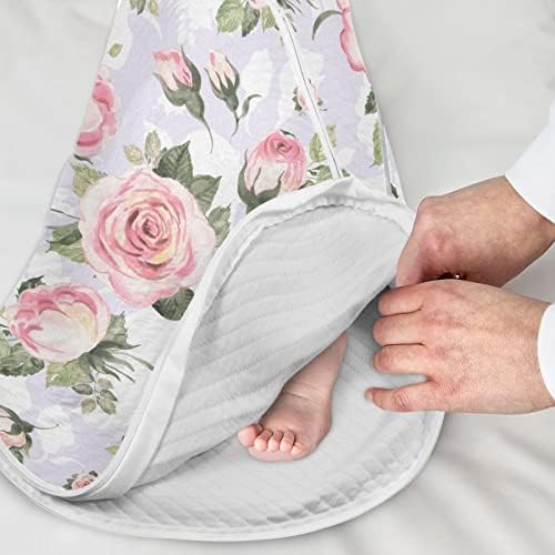vvfelixl adorável rosas florescentes folhagem rosa bebê vestível vestível, saco de dormir de transição para bebês,
